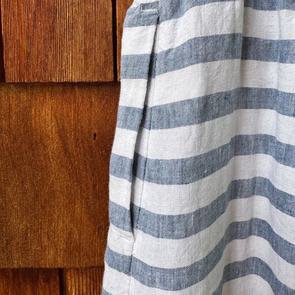 J. Jill Love Linen Blue/White Striped Nautical Maxi Skirt Elastic Waist in LTall - Picture 6 of 8